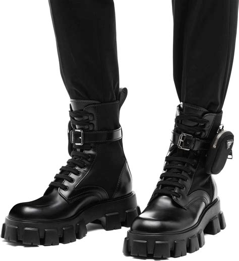 prada stretch bootie|Prada ankle pouch combat boots.